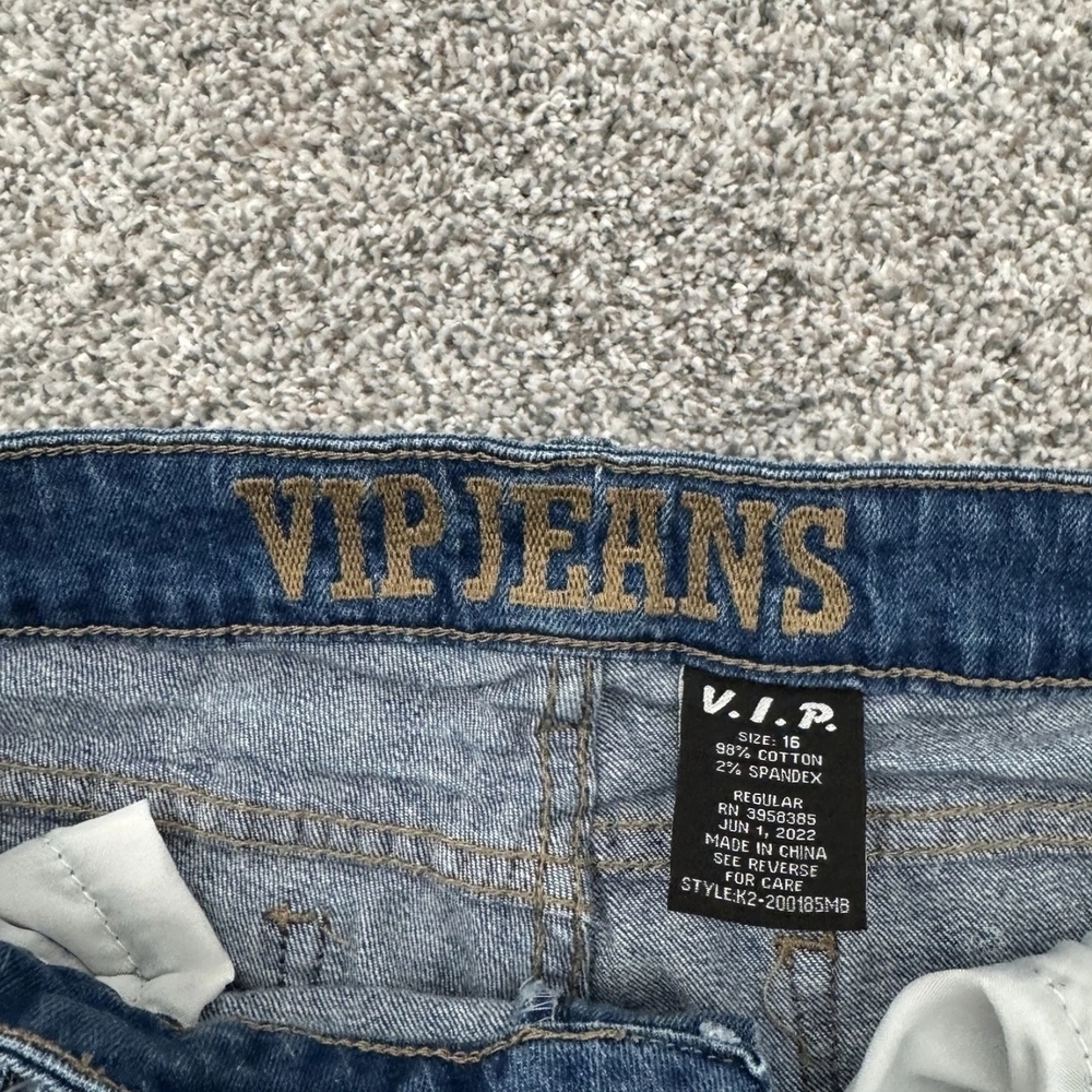 VIP Jeans Distressed Ripped Edgy Dark Wash Bleached Streetwear - Picture 6 of 8